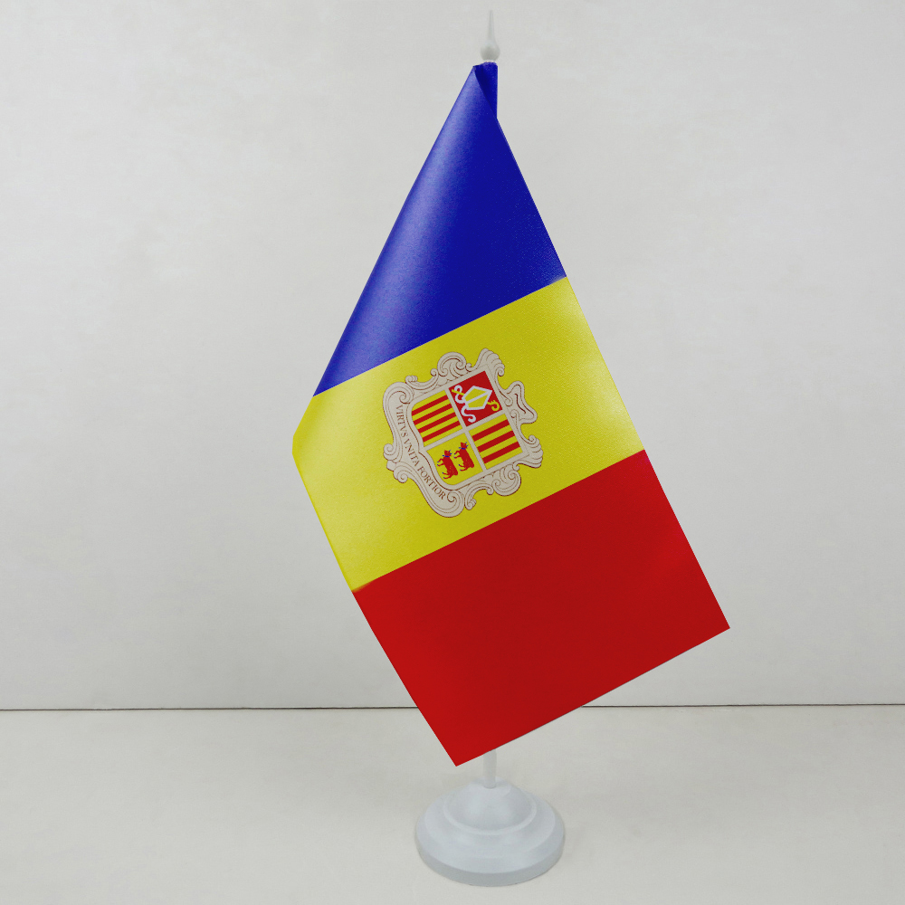 Прапорець Андорри на пластиковій підставці Прапорець Андорри на пластиковій підставці